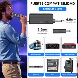2 Pcs Micrófono de Karaoke Inalámbrico, Micrófonos Dinámicos Recargables, Bocina Portátil Inalambrico Karaoke con Receptor USB, para Fiestas, Reunión,