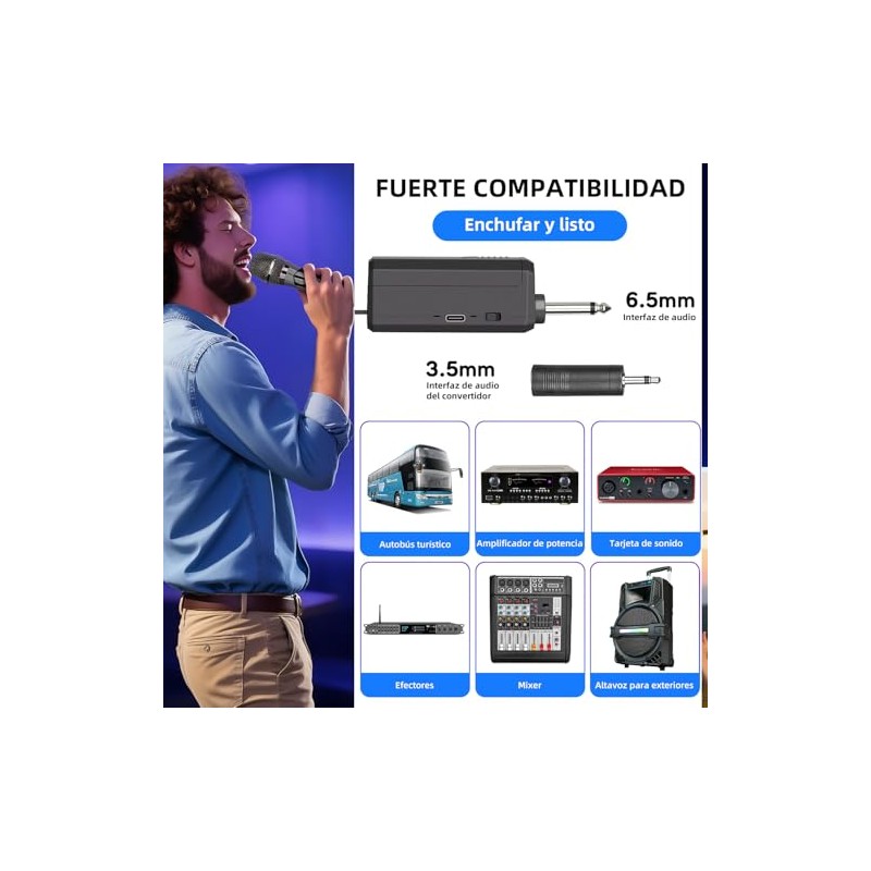 2 Pcs Micrófono de Karaoke Inalámbrico, Micrófonos Dinámicos Recargables, Bocina