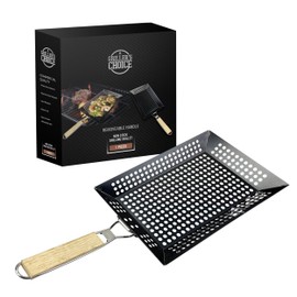 Grillers Choice Grill Basket - Large Non-Stick Basket Grill Skillet With Handle For Outdoor Grilling. Designed By Chef, BBQ Judge. Barbeque Grilling Accessories By Grillers Choice.