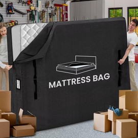 Mattress Bags for Moving and Storage, BETU Waterproof Mattress Protector Mattress Cover California King with 8 Heavy Duty Handles & Zipper Extra Thick Moving Supplies for Bed (86x75x13.5 Black)