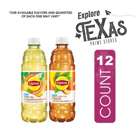 Lipton Diet 12-Pack 6 Diet Pineapple-Mango Iced Green Tea + 6 Diet Peach Iced Green Tea Plastic Bottle 16.9 fl oz