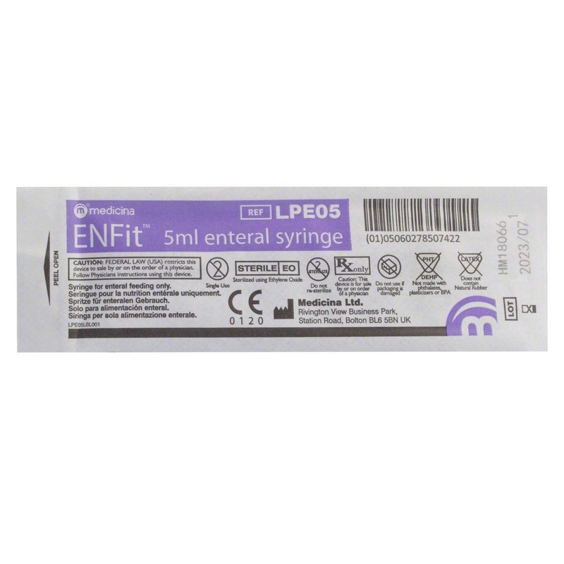 Medicina ENFit Enteral Syringe 5ml, Pack of 10