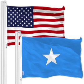 USA American & Somalia Somali Flags 3x5 FT Combo Printed 150D Polyester By G128
