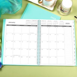 2025 Monthly Planner - JAN - DEC 2025 Planner 9" x 11", 12 Monthly Planner/Calendar, with Tabs, Pocket, Label, Contacts and Passwords, Twin-Wire Binding, Green Cover, Waterproof Design