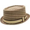 FIDRA Checked Porkpie Hat with Stripe Band, 2 Colours (Charcoal