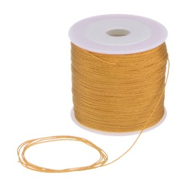 sourcing map 0.6mm Nylon String Cord 164 Yards Nylon Satin String Bracelet String Chinese Knotting Cord Beading Thread for Jewelry Making Braided Necklaces Macrame Trim Craft Gold Tone