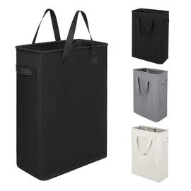 ZERO JET LAG 45L Slim Laundry Hamper with Handles Thin Laundry Bin Collapsible Dirty Clothes Basket Narrow Laundry Bag Foldable Dirty Hamper(21 inches,Black)