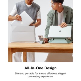 MOFT Laptop Bag Sleeve for MacBook Computer Expandable Storage, Two Adjustable Angles, Ultra-Slim Stylish Pieces Laptop Case, Beach White, 15"-16"