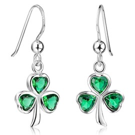 MATERIA Kleeblatt Ohrhänger Zirkonia grün - 925 Silber Ohrringe Glücksbringer/Glück mit Box #SO-210