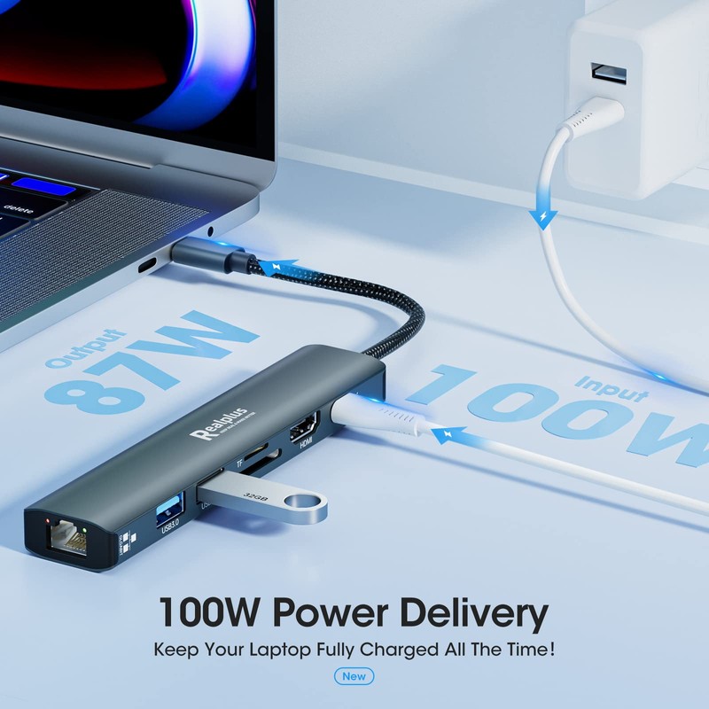 RealPlus USB C Hub 7 in 1 USB C Adapter