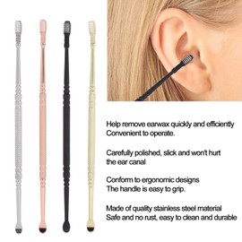 Earpick Ear Wax Remover Set, 4 Colours, 360° Spiral Earwax Remover Cleaning Tool, Stainless Steel Double Head Earwax Remover Set, Ear Curette Earwax Remover Tool