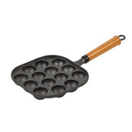 JB HOME COLLECTION, Cast Iron Takoyaki & Aebleskiver Pan – Japanese Octopus Ball & Danish Pancake Maker, Griddle for Perfectly Round Treats, 14 Molds, 1-Pack
