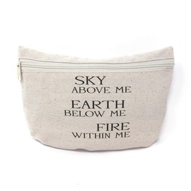 Custom Canvas Makeup Bag Sky Above Me Earth Below Fire Within School Supplies Pencil Tote Pouch 9x6 Inches Natural Design Only