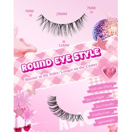 Adious Eyelashes Natural Look Clear Band Lashes Volume Lashes Short Fake Lashes Wispy Lashes Mink Lashes Fluffy Natural Eyelashes AD22