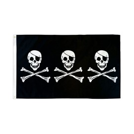 AZ FLAG - Flag Pirate 3 Skulls - 150 x 90 cm - Pirate Skull Flag 100% Polyester with Brass Eyelets - 110 g