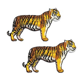 2 Pcs Cool Tiger Iron On Patches for Backpacks, Hats, DIY Sew on Applique Patch, Vintage Embroidered Patches for Repair Clothes, Jackets, Jeans