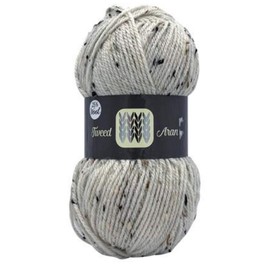 FabFinds Luxury Tweed Aran Acrylic Knitting Wool Yarn Soft Chunky for Scarf Crochet Machine Wash Tumble Dry Cream 100g