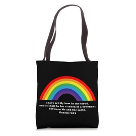 Rainbow Bow Genesis Scripture Bible Verse Tote Bag