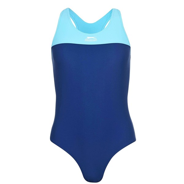 Slazenger Womens Racer Back Swim Suit Ladies One Piece Beachwear Swimwear Navy 16 (XL)