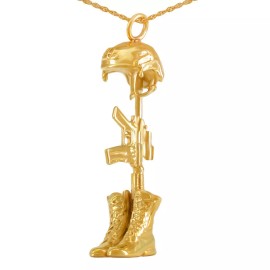 Stainless Steel/Gold Plated Battlecross Pendant/Neckla