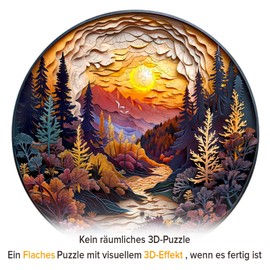 Wooden Puzzle for Adults, 300 Pieces Wooden Puzzle Animals for Adults Children, Unique Animal Shape Puzzle, 3D Sunset Forest Irregular and Unique Puzzles (L-34 x 34 cm)