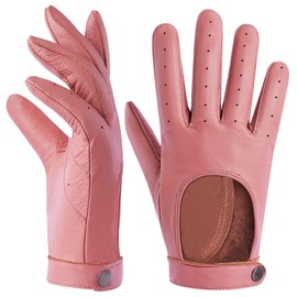 [Harssidanzar] Women's Genuine Leather Driving Gloves, Shearling Driving Ladies Touch Panel Edition KL021JP, Sakura-yo, XL