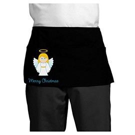 TooLoud Merry Christmas Cute Angel Girl Dark Adult Mini Waist Apron - Black - One-Size