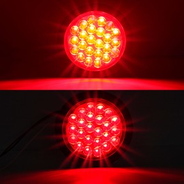 Partswcgg 6Pcs 4" Inch Round Led Trailer Lights Kit 24 LED, 4" Round Led Stop Turn Tail Brake Reverse Backup Strobe Flaher Lights w/Surface Mount Grommet Plugs IP67 Trailer Lights(2Red+2White+2Amber)