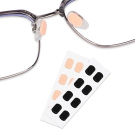 Soft Foam Nose Pads Self Adhesive Non-Slip Eyeglass Nose Pads, Thin Nosepads for Eyeglasses Sunglasses Glasses,8 Pairs,1MM Black and Nude (Oval Thin Black,Beige)