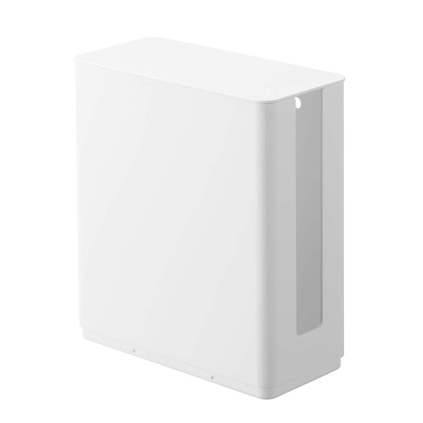 Yamazaki 4913 Stackable Slim Router Storage Case with Lid, White,