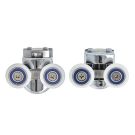Amig - Set of Shower Door Rollers | 2 Units Upper and Lower | Ø23 mm | for 6 mm Thick Shower Doors | Chrome-Plated zamak Clamps | Nylon Wheels | Smooth and Durable Sliding