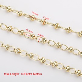 KYUNHOO 13 Feet Strong Circle Link Chain Spool Light Gold Plated Iron Jewelry Chains for Making Jewelry Unwelded Mental Chain for Crafting Finding Jewelry Making Supply