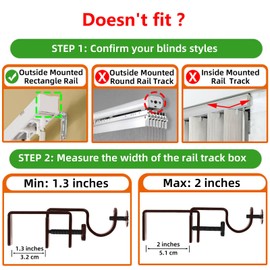 Outside Mounted Blinds Curtain Rod Bracket (Only Fit for 1.3-2 inches Rectangle Headrail) No Drill No Tools Required (Patent Depending)