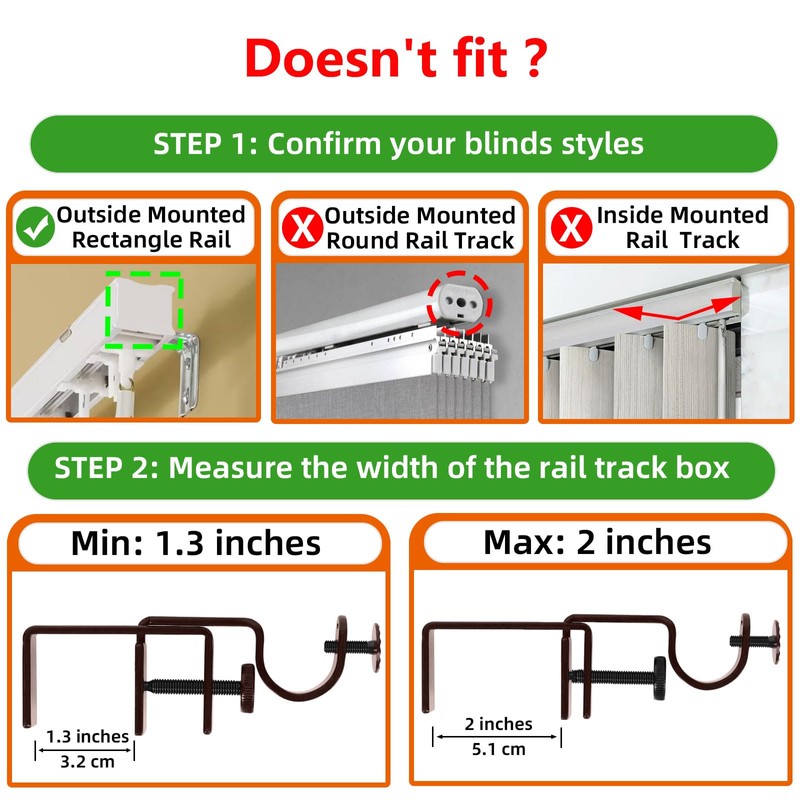 Outside Mounted Blinds Curtain Rod Bracket (Only Fit for 1.3-2