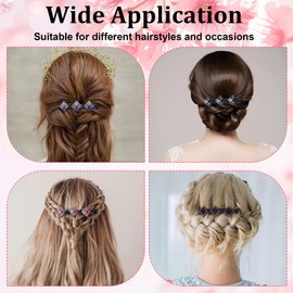 7 Pcs Sparkling Crystal Stone Braided Hair Clips,Braided Hair Clips for Women,Flower Braid Clip with Rhinestones,Shiny Hairpin Clip for Braids for Quick Change of Look Styling