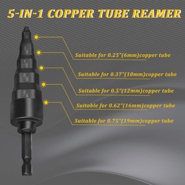 HVAC Swaging Bit Repair Tool - 5 in 1 Air Conditioner Copper Pipe Expander Swage Tool Drill Set Flaring Precision Tool with 1/4, 3/8, 1/2, 5/8, 3/4 Bits