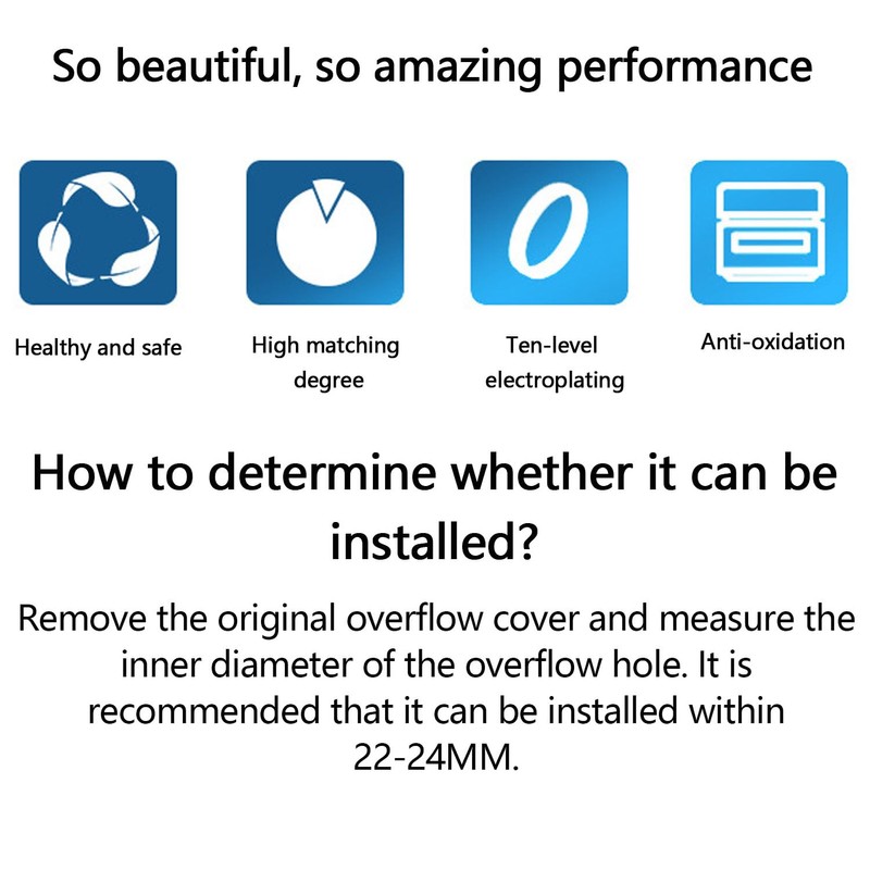 VZU Sink Overflow Ring, Round Overflow Hole Cover, Bath Overflow