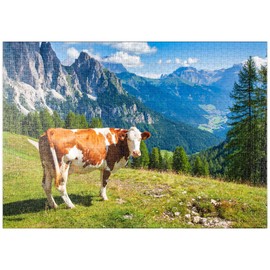 MyPuzzle Cow Grast on an Alpine Meadow in the Dolomites - Premium 1000 Piece Puzzle - MyPuzzle Special Collection by Puzzle Galaxy