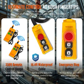 YATOINTO PRO Electric Hoist Winch 1,100lbs, 1600W 110V/120V Electric Winch with Dual Wireless Remote Control, 30ft Lifting, 16ft/Min Lifting Speed, Overload Protection, for Garagesand Attics