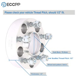 ECCPP 2X 1.5 5 Lug 5x114.3 hubcentric Wheel Adapter Spacer 5x4.5 to 5x4.5 fits for F-ord Mustang for Lincoln Mark 7 Mazda B2500 with 1/2" x20 Studs