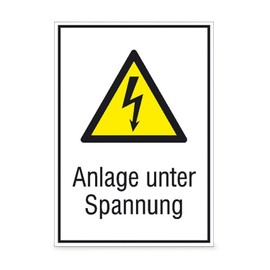Betriebsausstattung24 Warning Combination Sign "Anlage unter Spannung" - Hard PVC - 13.1 x 18.5 cm - DIN EN ISO 7010 - Text and Symbol Sign