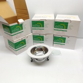 ELITE LIGHTING Lot of 6 Elite Lighting B1402 4″ Reflector White w/ Clear Lense, 35 Deg Tilt