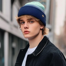 Croogo Stylish Skull Watch Cap Warm Cuffed Cap Stocking Hat Unisex Beanie Hats Plain Binie Hat Baggy Watch Cap,Navy Blue-KH68