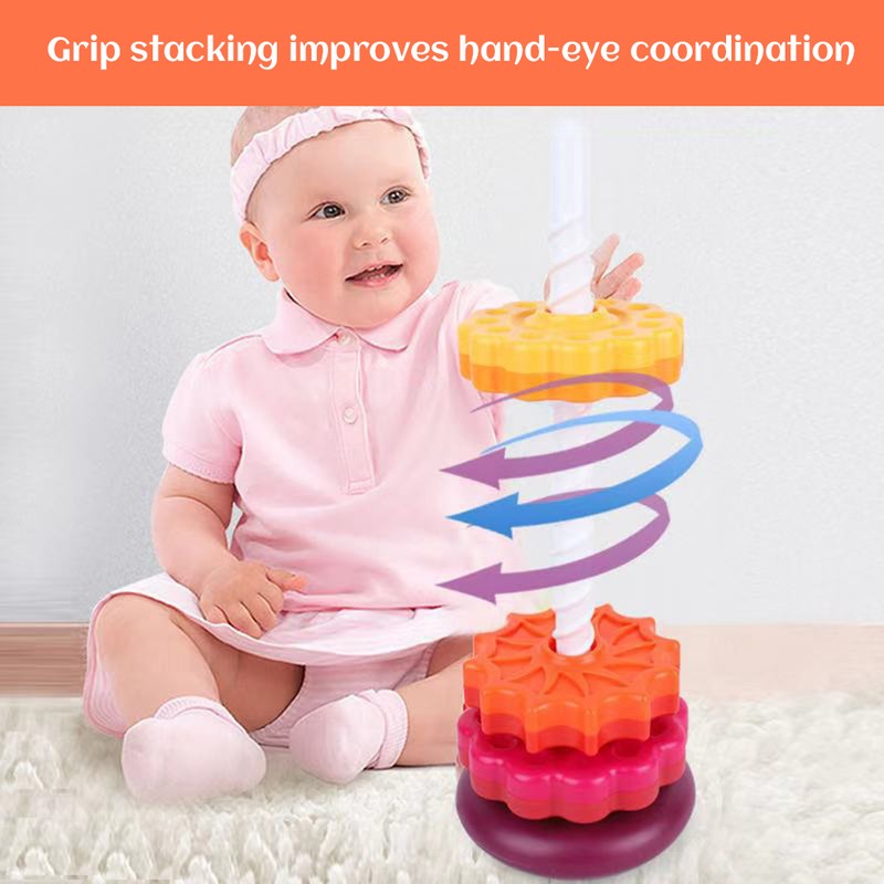 Rotating Stacking Toy for Kids Rainbow Rotating Wheel Toy Fun