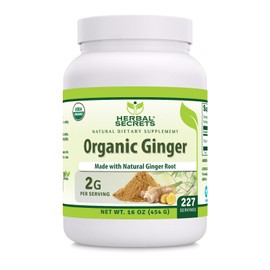 Herbal Secrets Organic Ginger Powder 16oz. | Non-GMO | Gluten Free | Made in USA
