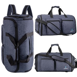 OBAGUR Garment Bag, Carry on Garment Duffel Bag for Travel with Double Back Strap and Detachable Shoulder 2 in 1 Hanging Suitcase Suit Bag (Snow Black)