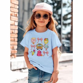 Ritatte First Day of School Shirt for Girls Kindergarten 1st 2nd Grade Back to School T-Shirt Kid Cute Graphic Preschool Tees(Blue,3-4T(100))