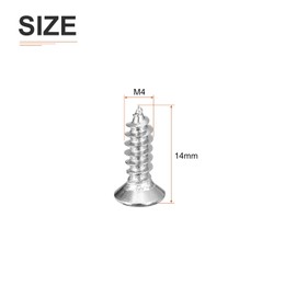 DTGN 100Pcs M4x14mm Flat Head Wood Screws, 304 Stainless Steel Phillips Self Tapping Screws - Good for Woodworking, Furniture - Silver