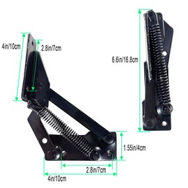 YIDELAI - Spring Hinge (1 Pair) 90 Degree Folding Lifting Bracket, Sofa Bed Hinge, Suitable for Cabinet Doors, Furniture Storage Boxes (black1)