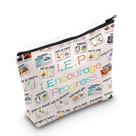 JXGZSO Funny Science Gift Science Teacher Appreciation Gift IEP I Encourage Progress Cosmetic Bag Science Lover Zipper Bag, IEP Science Teacher